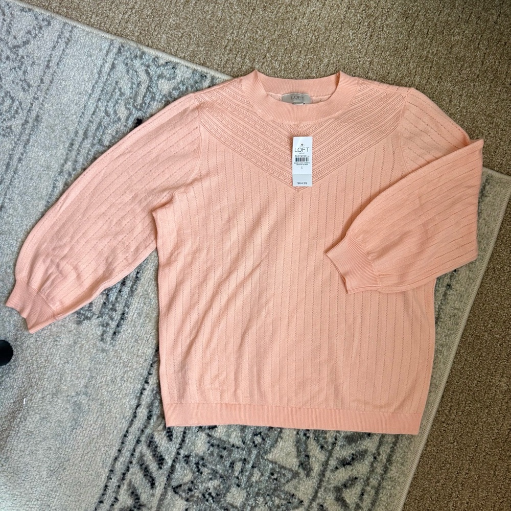 LOFT Peach Ribbed Sweater